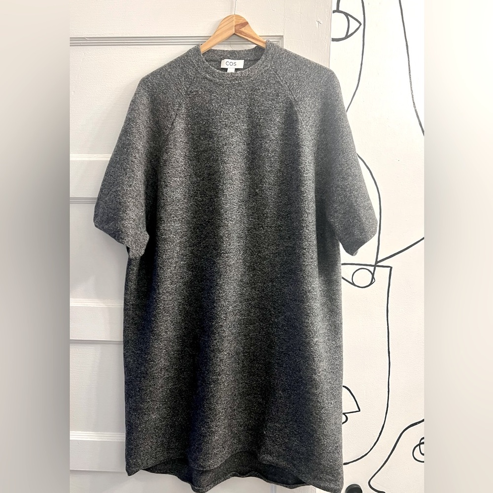 COS oversized, knee length t-shirt dress 100% wool